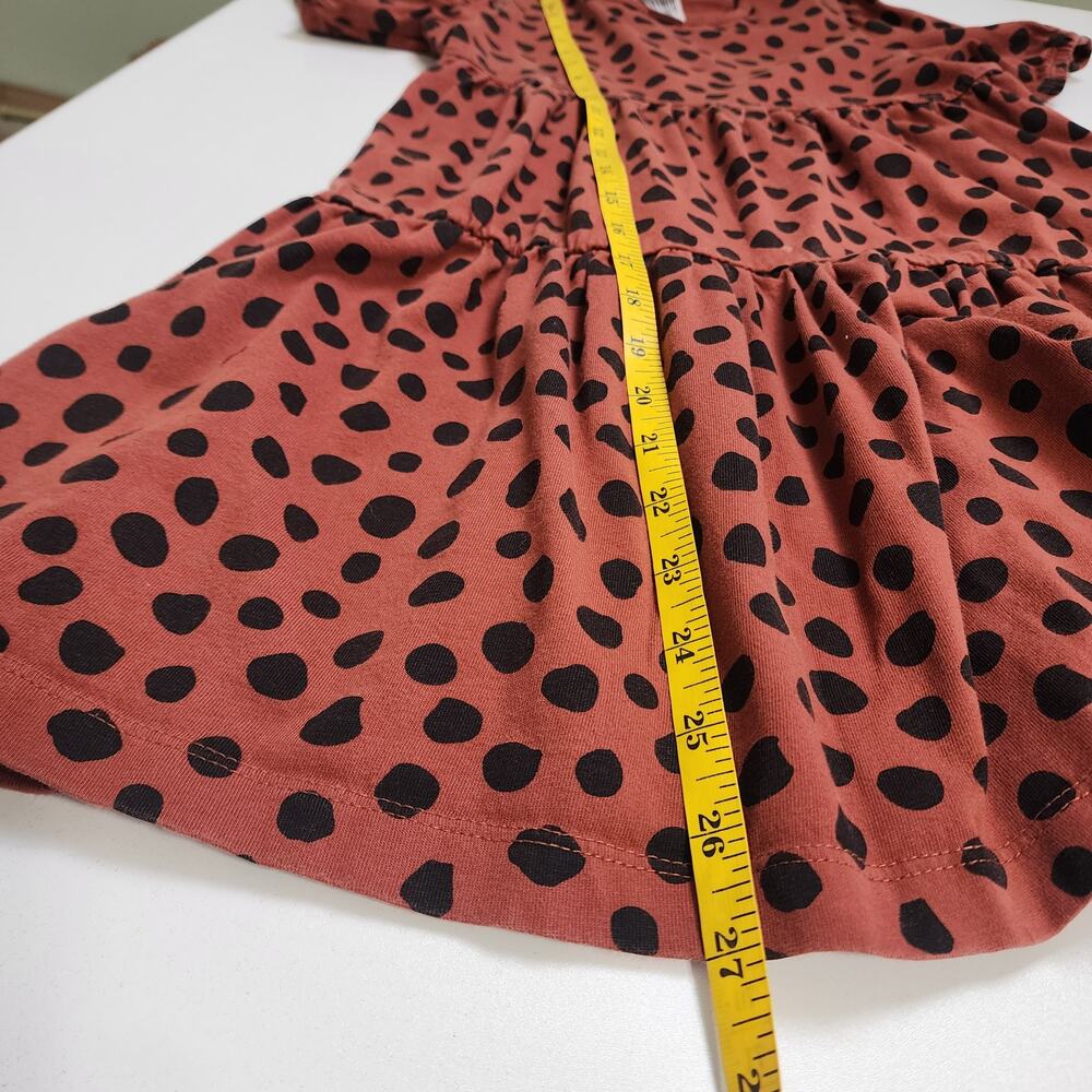 Hanna Andersson Girls Animal Print‎ Polka Dot Tiered Dress Size 6-7 Rust Brown - Picture 10 of 10
